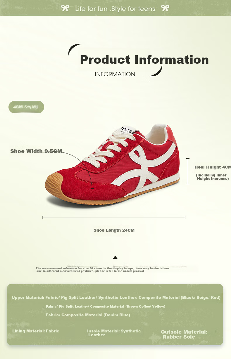 TEENMIX Rainbow Filling Candy, Height-Increasing Thick-Soled Red Forrest Gump Sneakers, Casual Sports Shoes 14