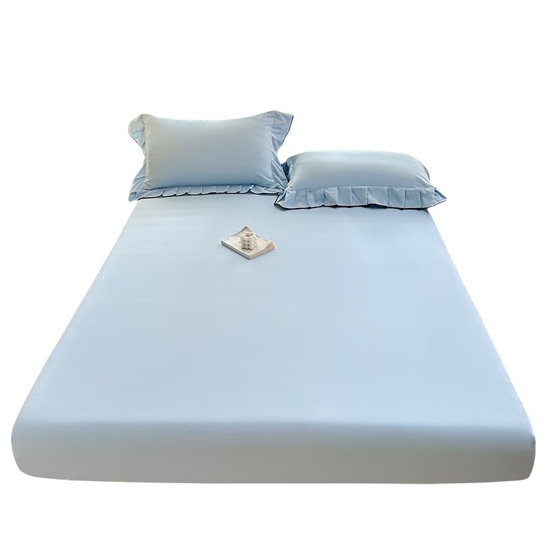 Grace A-Class 100% Cotton Washed Cotton 7A Antibacterial Breathable Fitted Sheet Mattress Cover Dormitory 90*200cm Glacier Blue
