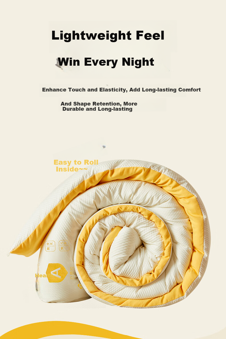 Grace Class A Fabric Autumn Winter Four Seasons Comforter, Double Student Dormitory Quilt, Air Conditioning Quilt, 8 Jin, 200*230cm, Cream Yellow 13