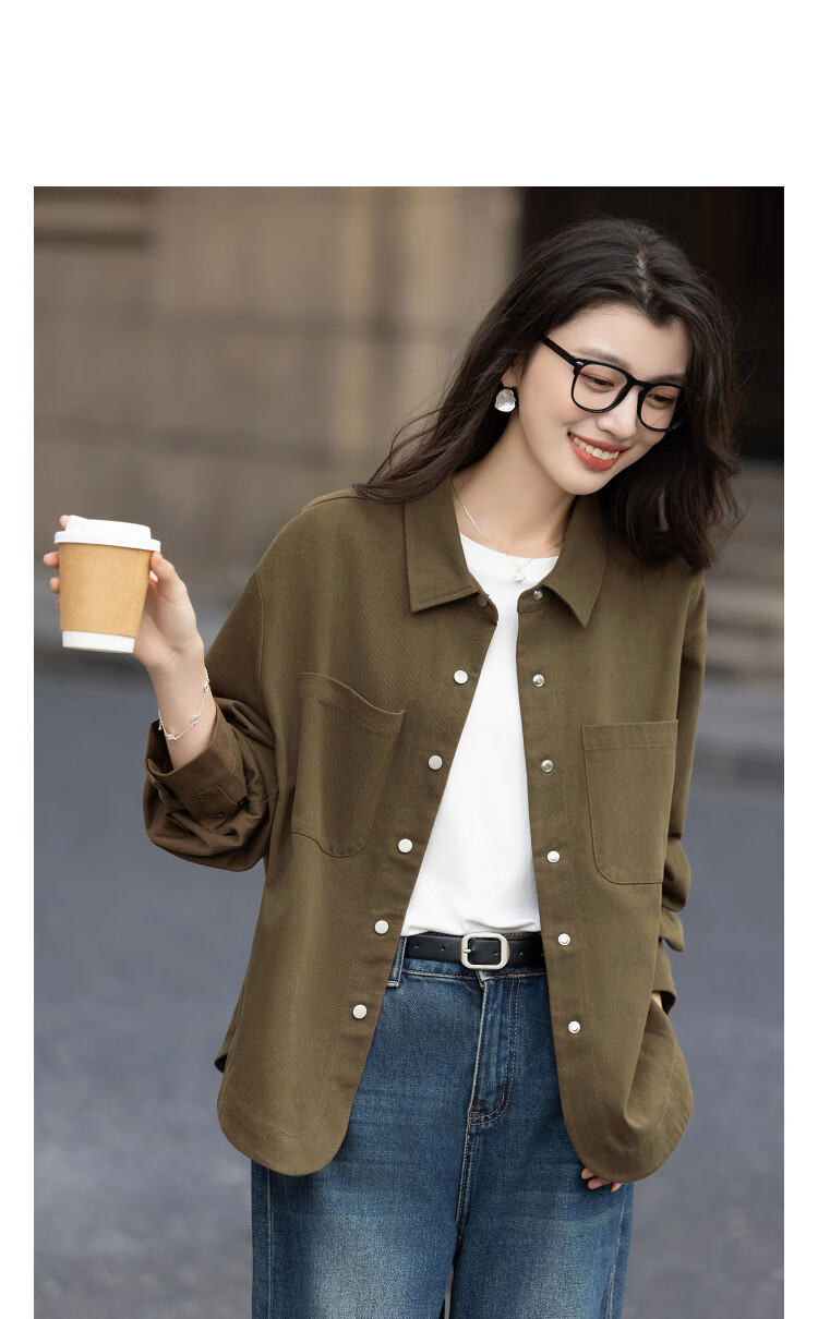 Demana Pure Cotton Qingyun Autumn Vintage Polo Collar Shirt Curved Hem Loose Blouse Women's Top 1