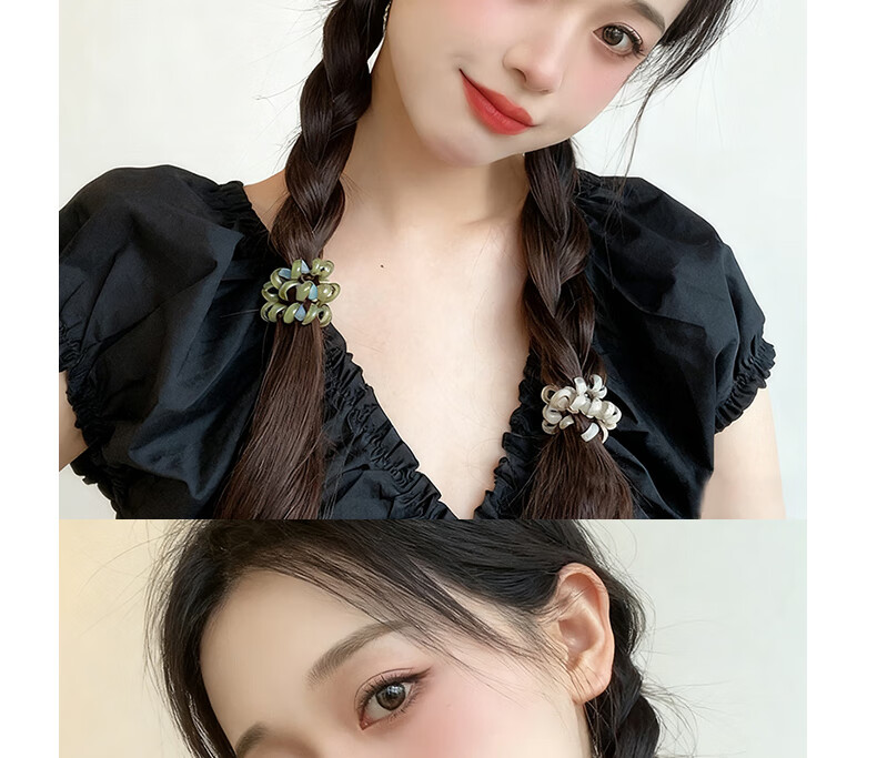 Jiaoxuefei Bright Color Simple High Elasticity Telephone Wire Hair Ties 5-Pack Hair Bands Hair Ropes Elastic Hair Bands Hair Accessories 9