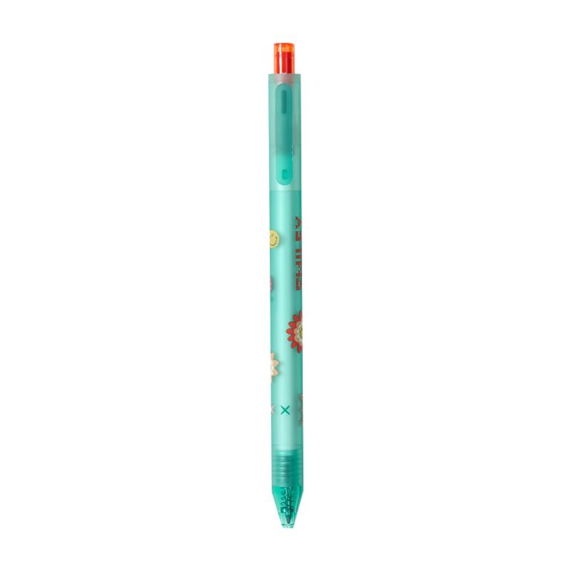 KACO x SMILEYWORLD 0.5mm Retractable Black Gel Pen Bullet Tip Ins Stylish Niche Signature Pen Student Exam Pen Carbon Ink Relax Green 1pc