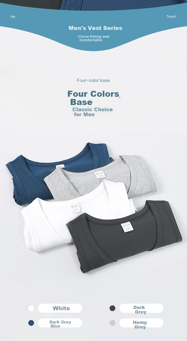 Hodo 2-Pack Pure Cotton Tank Tops for Men, Sports Sweat-Absorbing Breathable Undershirts Set, Size 170/95 9