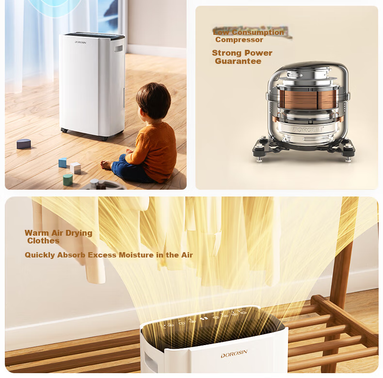 DOROSIN Dehumidifier, Dehumidification Capacity 21 Liters/day, for 42㎡ Home Use, Quiet Operation, Basement Clothes Drying And Dehumidification Device, Guest Bedroom Moisture Absorber And Dryer ER-20 4