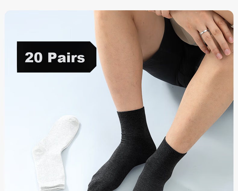 Briars Disposable Women's Mid-Calf Socks, No-Wash Daily Disposable Antibacterial Breathable Socks, Sports Socks, White, 20 Pairs 3