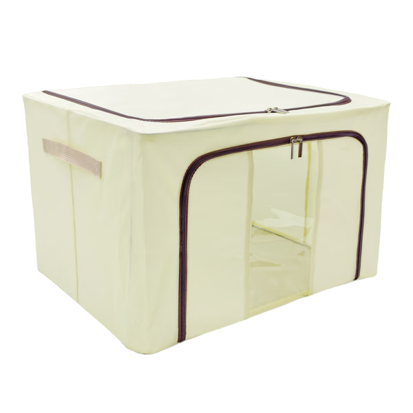 JD Jingzao Fabric Storage Box 2-Pack 66L Household Clothes and Quilt Organizer Thickened Oxford Cloth with Steel Frame Support