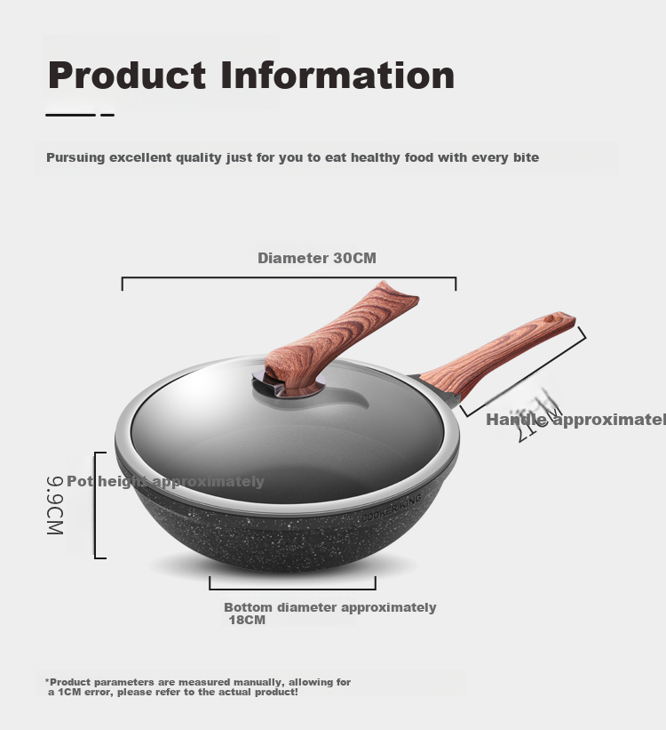 COOKER KING Wok, Oil-Gathering Non-Stick Pan, Wear-Resistant, Low Smoke, Less Oil, Versatile Flat-Bottom Frying And Stir-Frying Pan, 30cm, Compatible with Induction Cookers, B50168 6