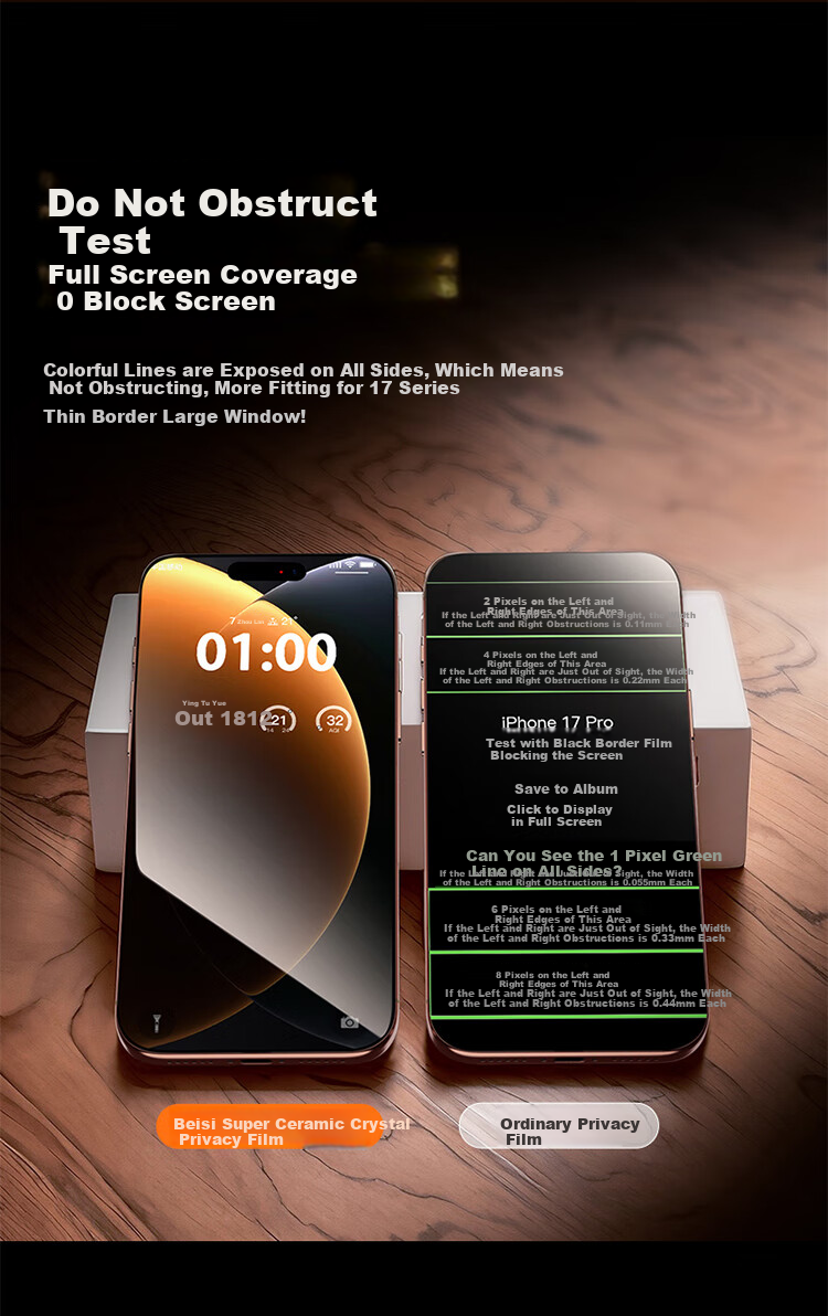 Baseus Ultra-Ceramic Crystal 28° Privacy Screen Protector for IPhone 17/16 Pro, Anti-Peeping Film, Apple 17/16 Pro Tempered Glass Film, Full Coverage Anti-Fingerprint Protective Film for IPhone 17/16 Pro 8