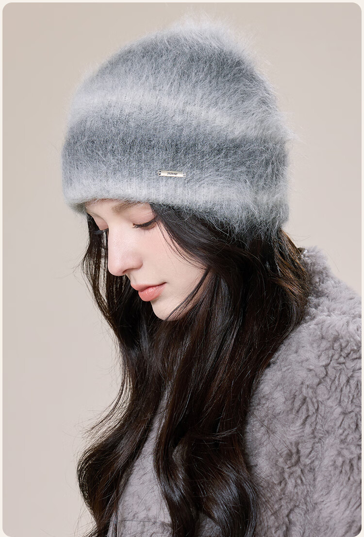 JIUMU Alpaca Wool Warm Knitted Beanie Autumn Winter Cold Weather Outdoor Ear Protection Hat for Women 5