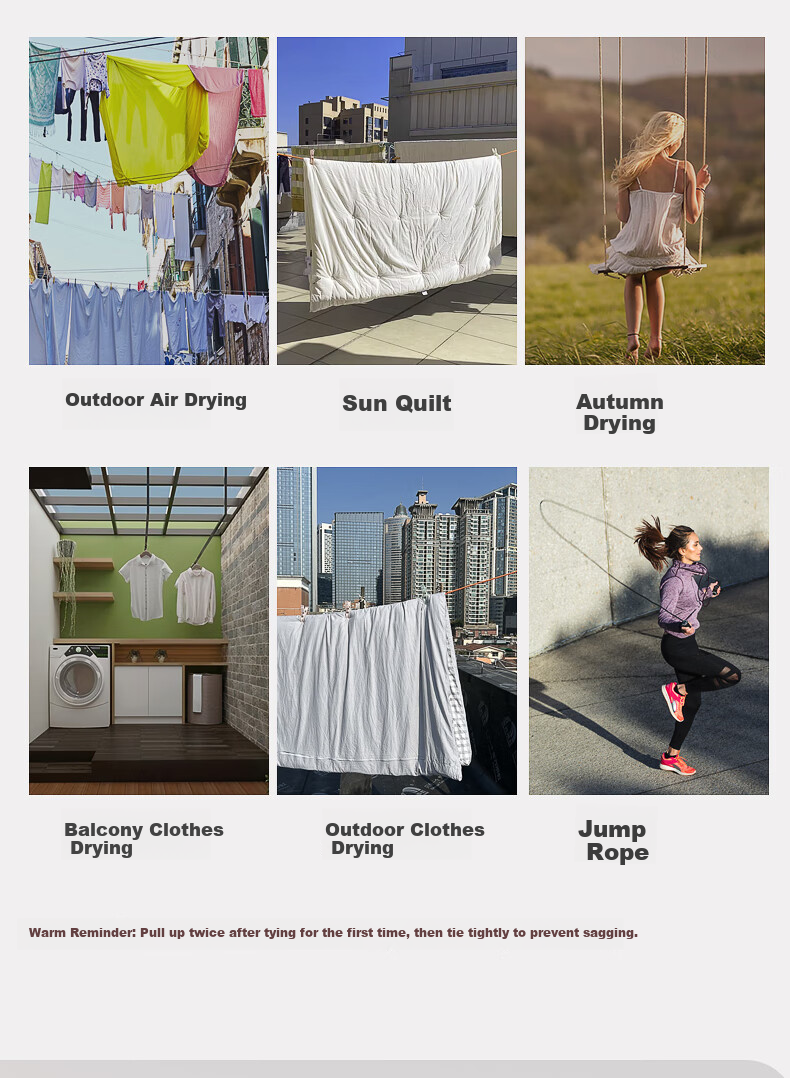 Kanle Outdoor Thickened Clothesline, Outdoor Quilt Drying Tool, Non-Slip Windproof Travel Car Roof Hanging Clothes Rope 4
