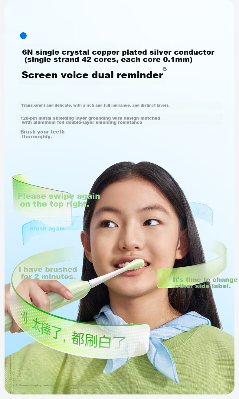 Usmile Children's Electric Toothbrush T10 Starry Green, Suitable for Ages 9+, Electric Toothbrush for Teenagers 12+, Birthday Gift, Children's Gift, New Year Gift 7