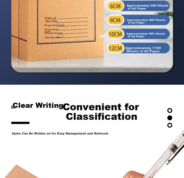 TRNFA Kraft Paper A4 Domestic File Box, High-Quality 520g Thickened Paper Document Storage Box, 60mm Economical, Pack of 10 5