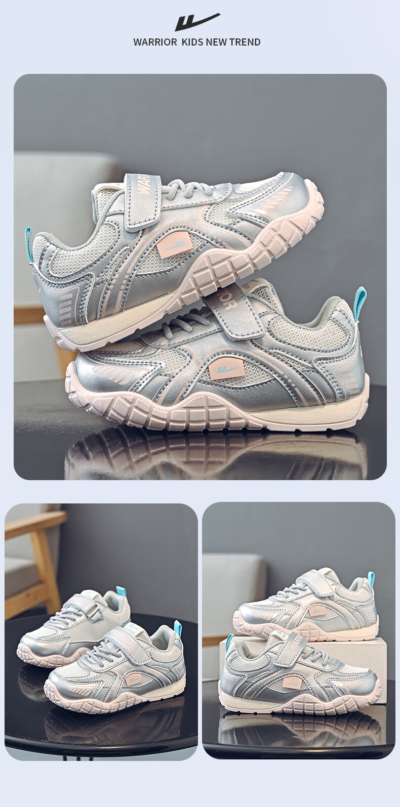 Warrior Boys' Shoes, Children's Casual Shoes, Spring And Autumn Mesh Sports Shoes, Girls' Breathable Running Shoes, WZ-1656, White And Black, Size 34 6