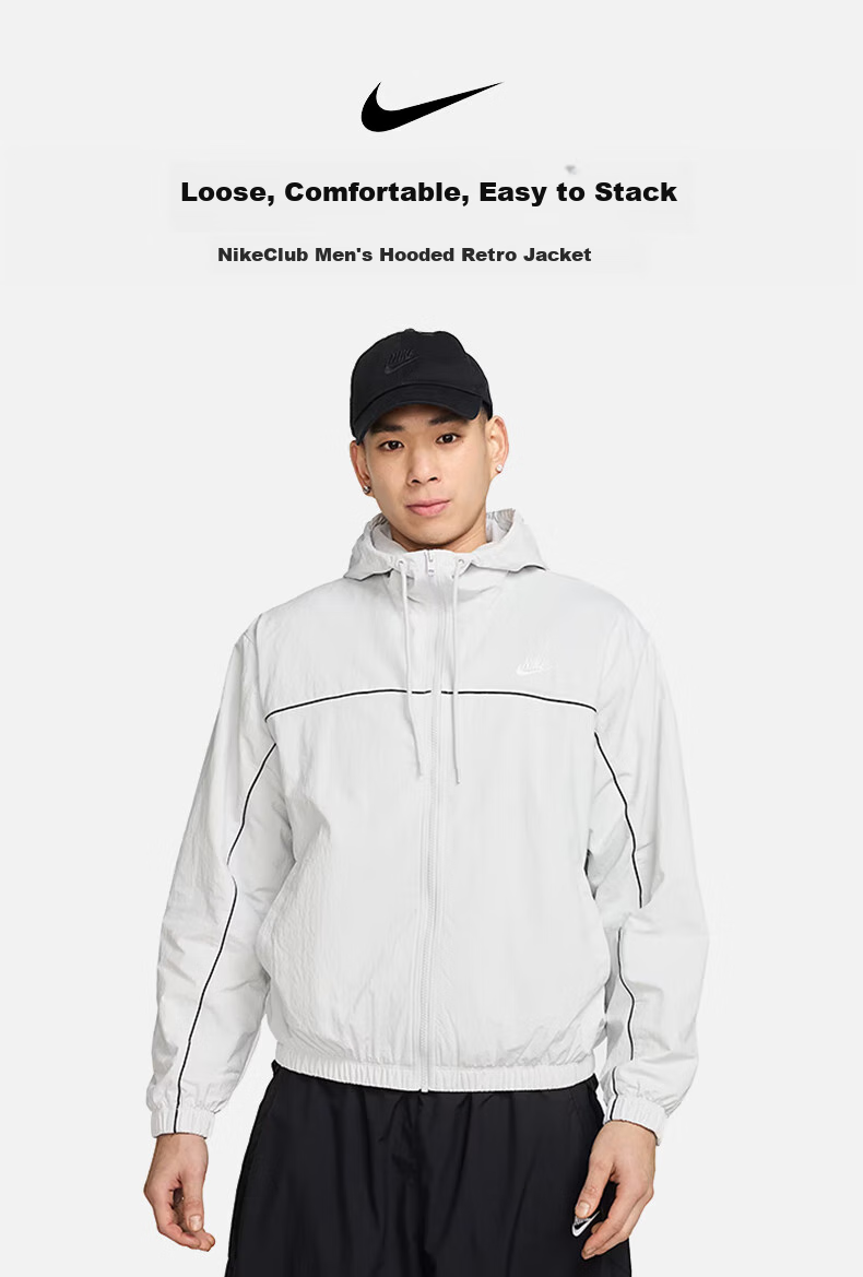NIKE Men's Woven Jacket, Trendy And Fashionable, Casual Versatile HJ2013-451 Navy Blue/white L 1