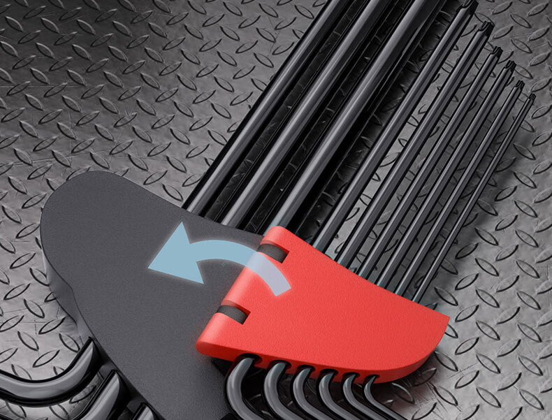 Delixi Electric Hex Key Wrench Set Hardware Repair Tools Hex Screwdriver S2 Steel 9-Piece Extended Flat/Ball Head 19