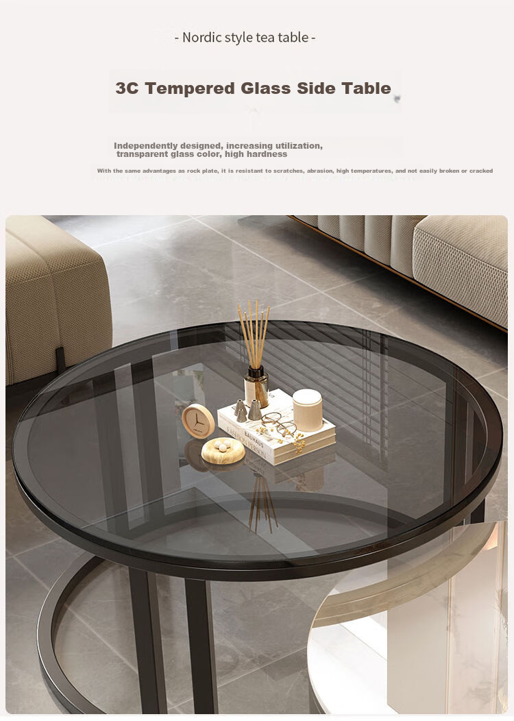 Gupujia Rock Slab Coffee Table, Living Room Modern Minimalist Light Luxury, Small Apartment Reception Tea Table, Sofa Glass Side Table, Balcony Small Corner Table 11
