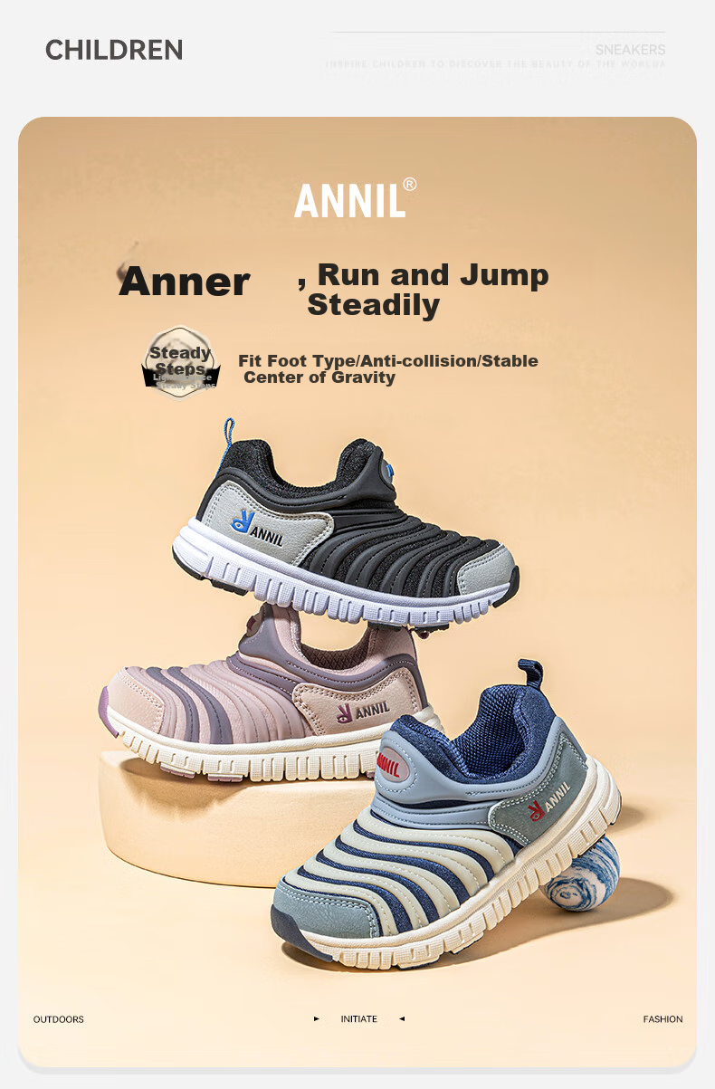 ANNIL Boys Caterpillar Shoes, Summer 2026 Girls Baby Slip-On Shoes, Children's Pink Sneakers, 5168 Blue, Size 26 2