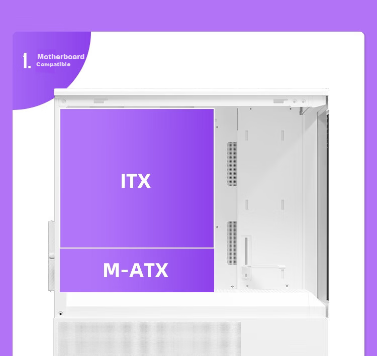 Aigo Starry Sky White Gaming Desktop Computer Case with Vertical Airflow, M-ATX Motherboard, 240mm Water Cooling, 270° Panoramic View, 5090 Graphics Card 24