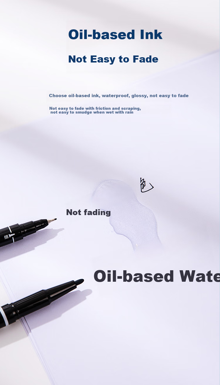 COMIX Quick-Drying Waterproof Non-Fading Dual-Tip Marker Pen Outline Pen Oil-Based Pen Logistics Pen, Black, 12-Pack, Office Supplies, EM837 4
