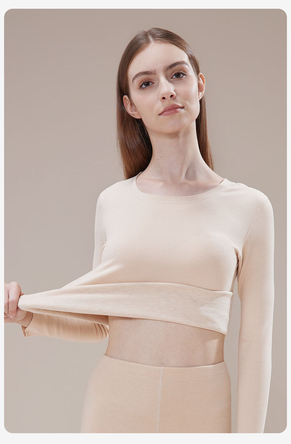 Urban Beauty [Down and Silk] Women's Thermal Underwear Autumn Winter 7A Antibacterial German Velvet Anti-Static Top and Bottom Set 13