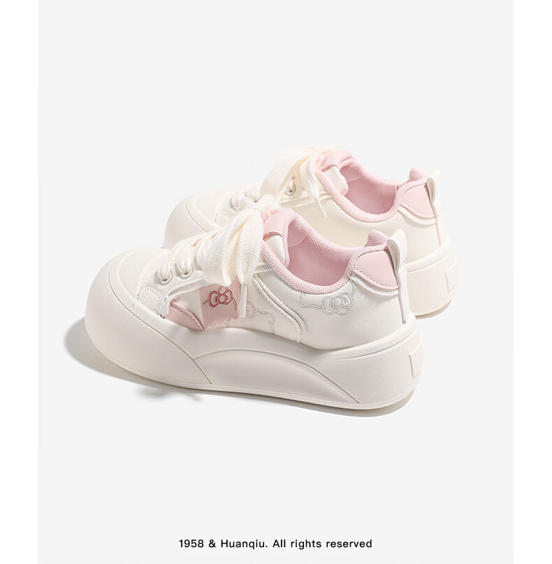 Global Platform Chunky Toe Shoes Women 2026 Spring New Height Increasing White Sneakers Cute Cat Versatile Casual Shoes Beige 38 5