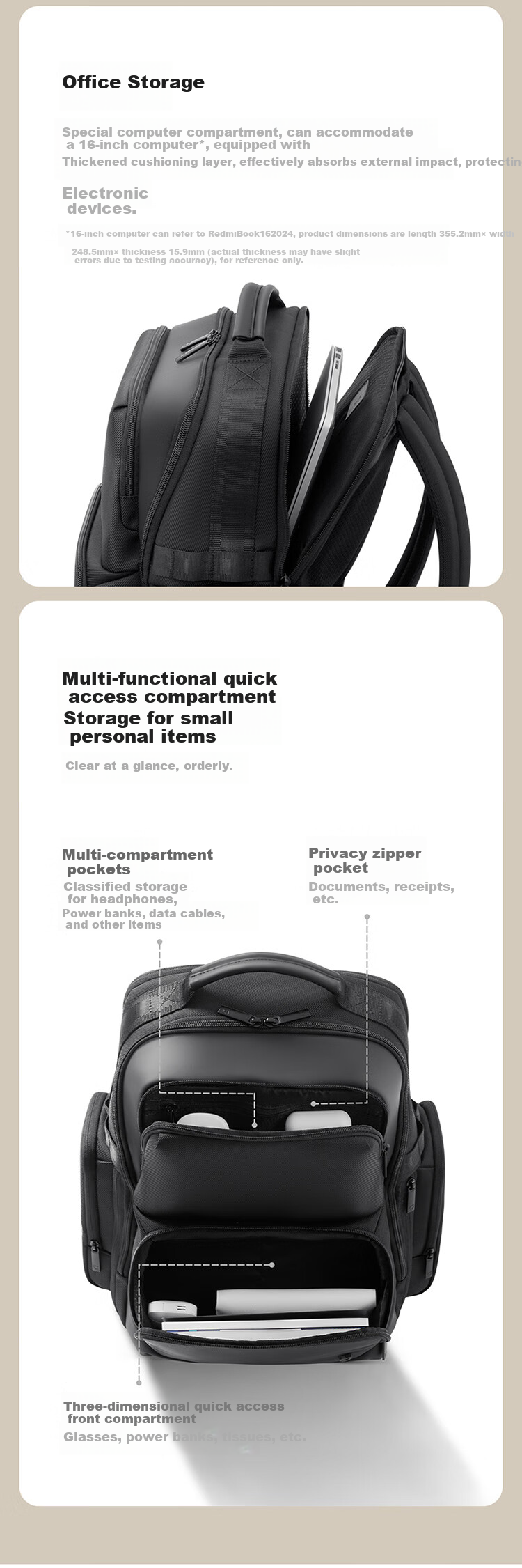 Mijia Xiaomi Laptop Bag, Men's Backpack, Business Large Capacity Backpack, Notebook Commuter Bag for Women, Schoolbag, Blue 1