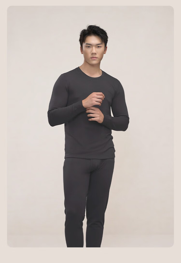 One's Member Unisex Fleece-Lined Thickened Wool Thermal Underwear Set (Top and Bottom) 3