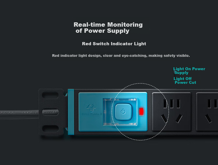 BULL PDU Desktop Gaming Cabinet Power Strip/Extension Cord/Surge Protector, 8 Outlets with Master Switch, 3-Meter Standard Size, New And Old National Standards Mixed Delivery 1080/108E 6