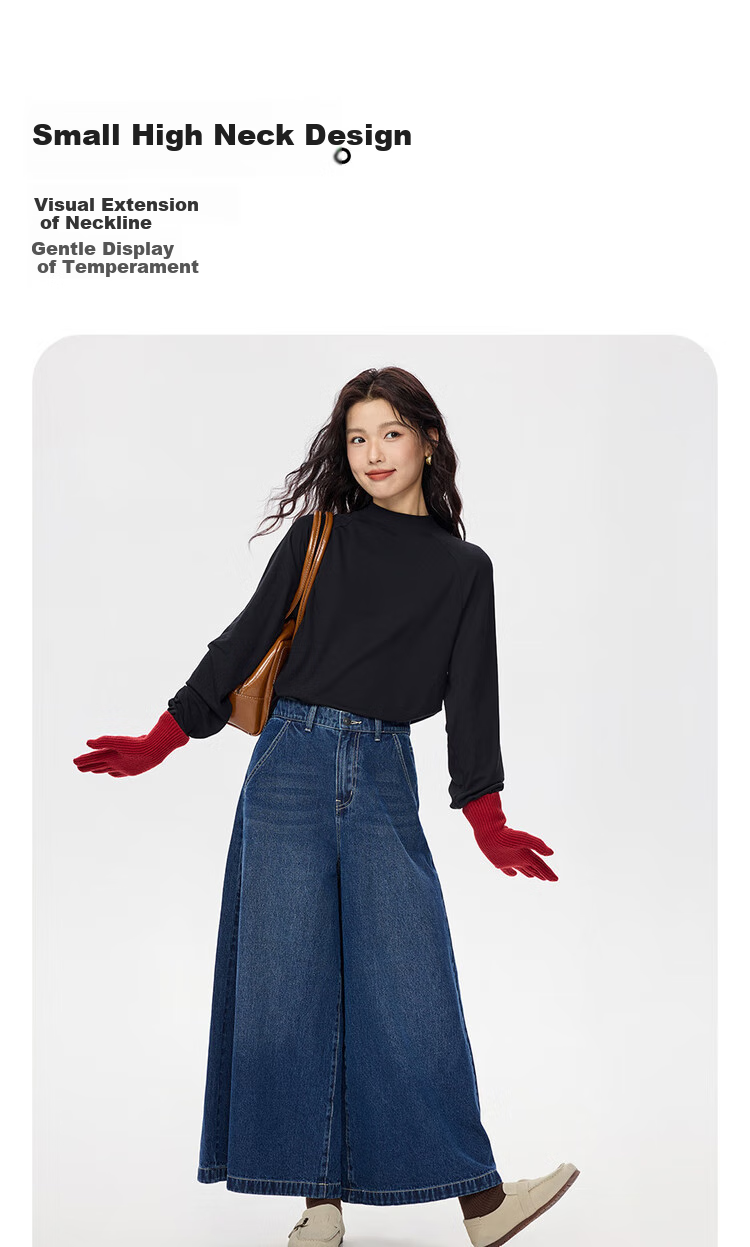 ZARA Women's Autumn and Winter Solid Color Long Sleeve Turtleneck Shoulder-inserted Elastic Knitted Base Shirt 13325788 5