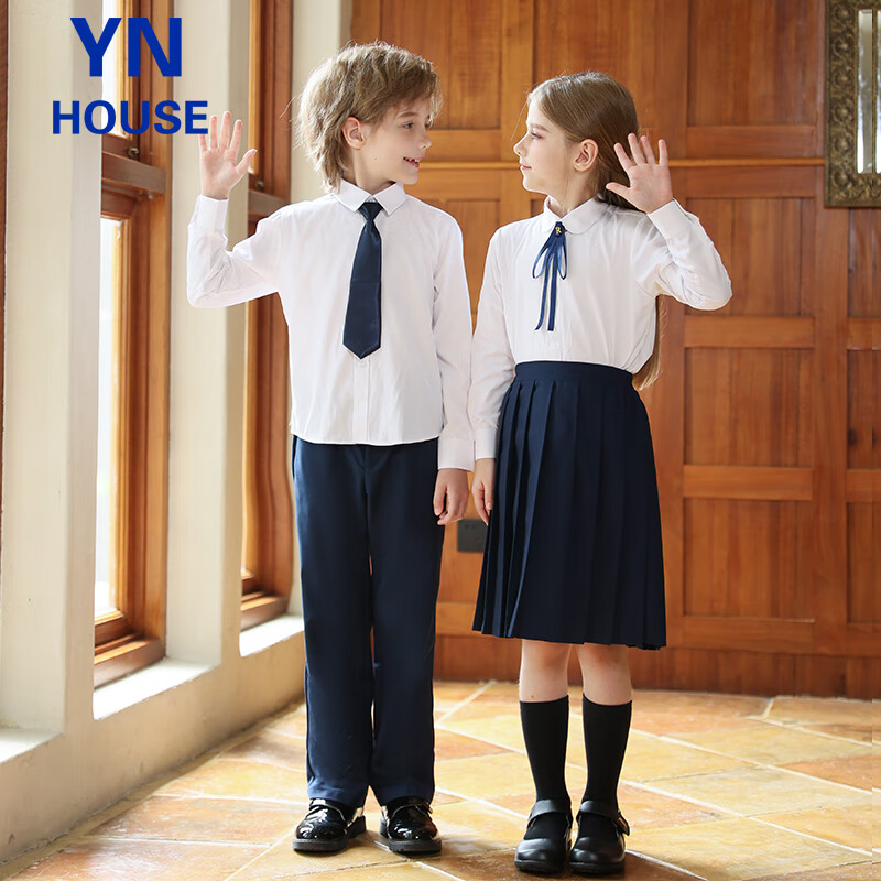 Yinuofang Children's Performance Costume Set Boys' Shirt Suit Girls' Pleated Skirt Spring Autumn New