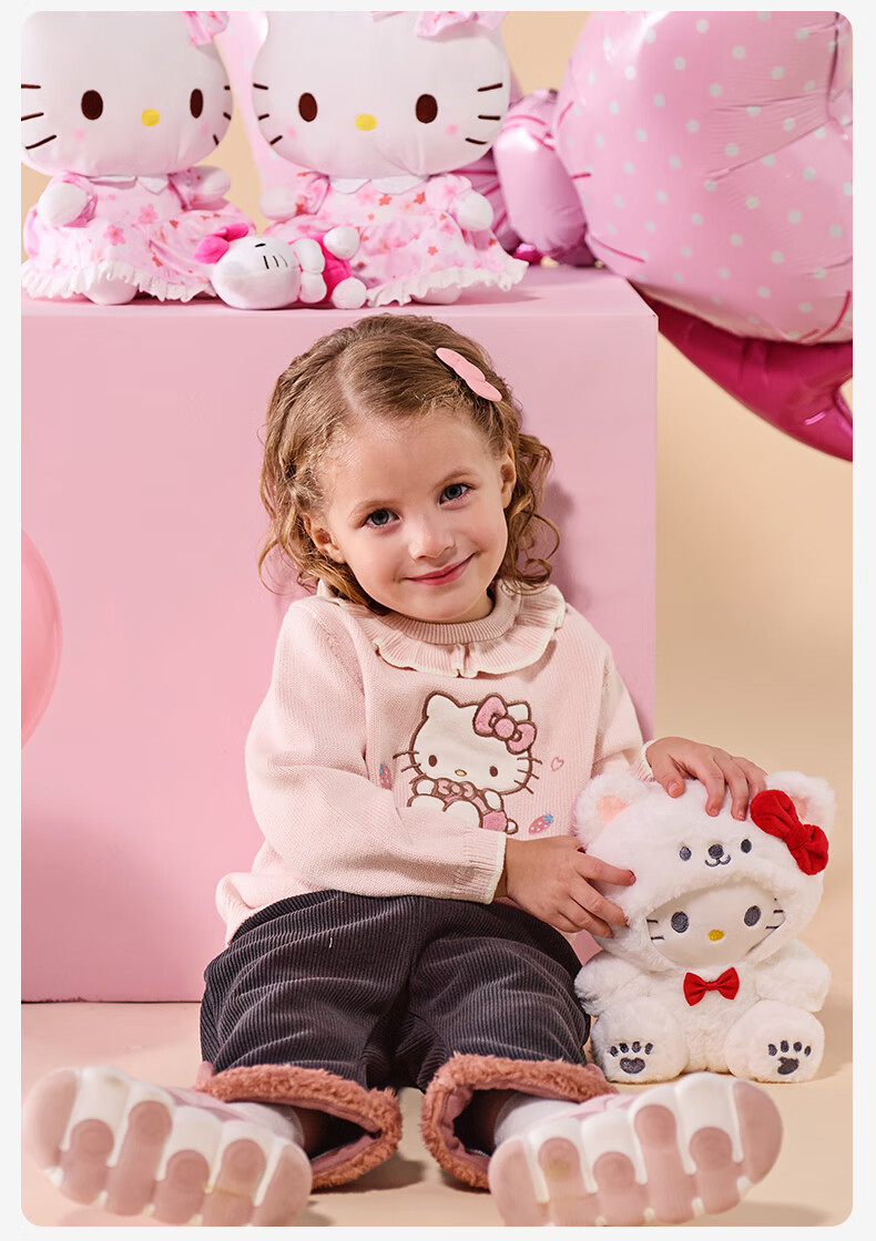 DAVE & BELLA Kuromi Collaboration Girls' Sweater Kids Knit Pullover Top for Older Children 3