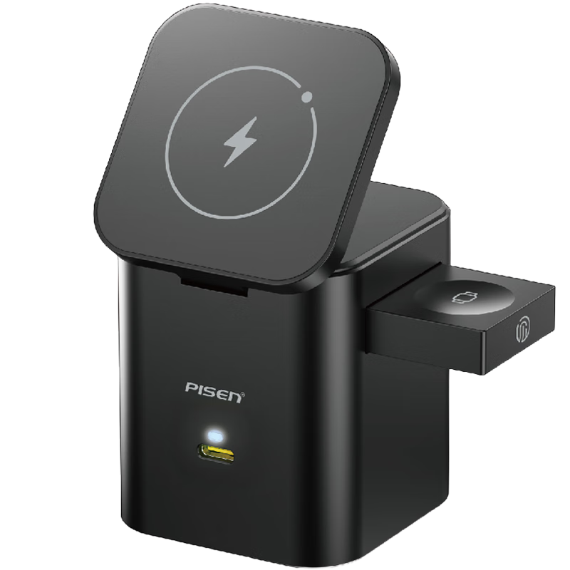 Pisen Apple Wireless Charger, Four-In 30W Magnetic MagSafe Desktop Charging Station, Compatible with Apple 18/17, Huawei, Xiaomi Phones, IWatch Watch, Earphones Charging Dock
