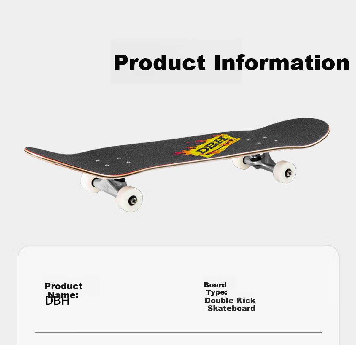 DBH Skateboard, Professional Board for Beginners, Children And Adults, Boys And Girls Aged 6-12 Double-Warped Board, Unicorn Design, 8.0 Inches 25