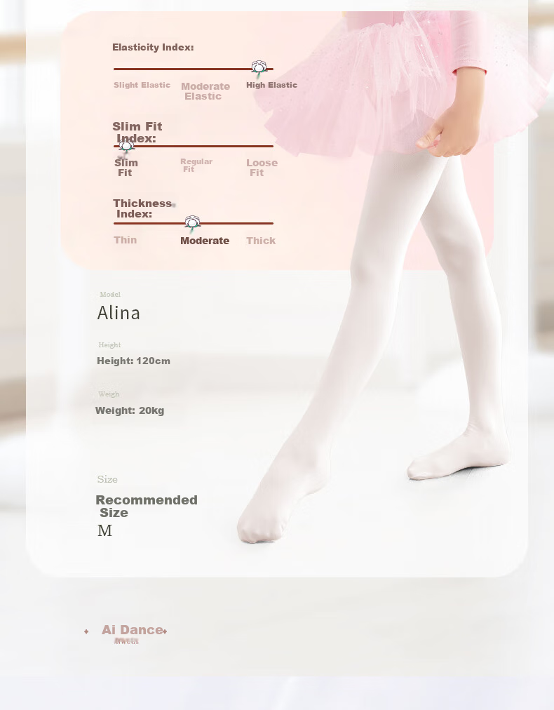 Aiwuge Children's Dance Tights, Thin Spring And Autumn Style, Pantyhose for Girls' Exams And Dancing, Base Layer Socks, 180D - White, 2 Pairs, Size M 2