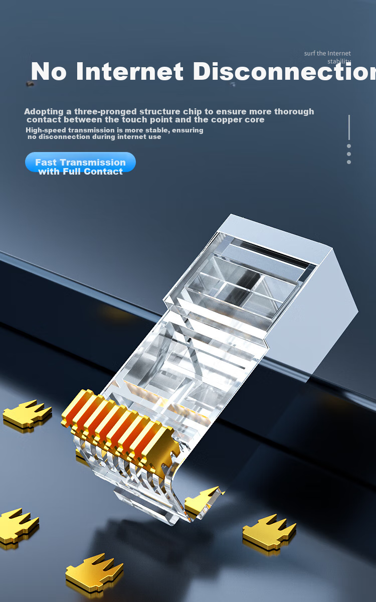 BOSENDE Cat5e RJ45 Connectors for Engineering Networks, Office Computers, Broadband Internet Ports, Shielded Network Cable Connectors, Pack of 10 BSD-CAT5 3