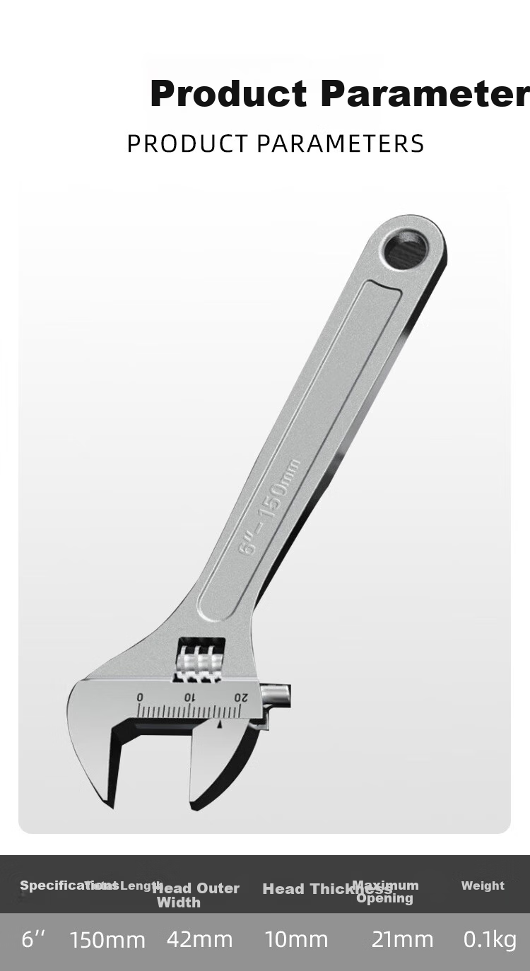 No.1 Factory 12-Inch Adjustable Wrench Set Multi-Functional Large Opening Plastic Coated Adjustable Spanner Tool 6