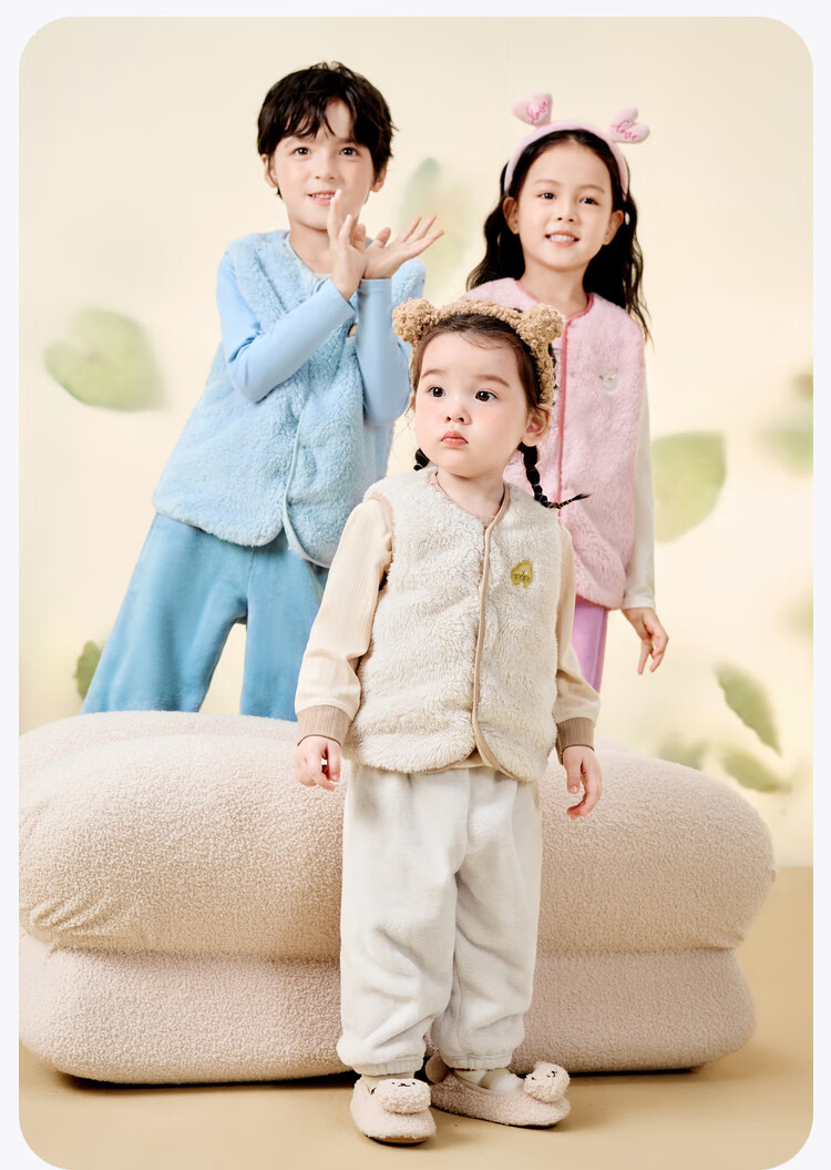 Minibala Antistatic Children's Warm Vest Unisex Baby Autumn Winter Double-Sided Coral Fleece Waistcoat 13