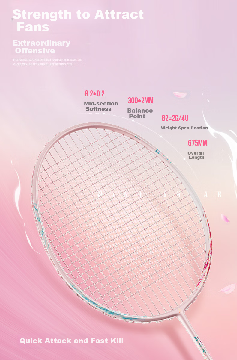 Kawasaki Badminton Racket, Gengjianfeng Qie 5 Full Carbon, Unisex All-Round Racket, Ultra-Light Speed Advanced Racket, Single Racket Bow And Arrow 4