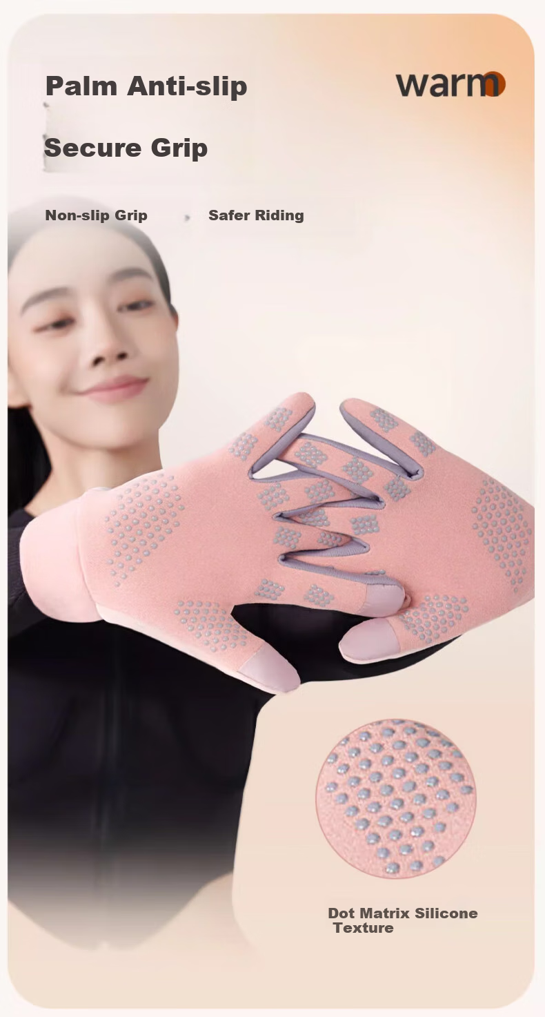 Huili Women's Gloves for Autumn And Winter, Warm Fleece-Lined, Suitable for Electric Motorcycles And Bicycles, Cold-Proof, Non-Slip, Touchscreen Compatible, Sports Cotton Gloves for Me 6
