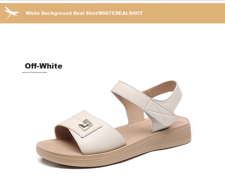 RED DRAGONFLY Mother's Day Sandals for Women, Flat Heel, Soft Leather, Soft Sole, Middle-Aged And Elderly Women's Mid-Heel Beach Shoes WTK233762 11