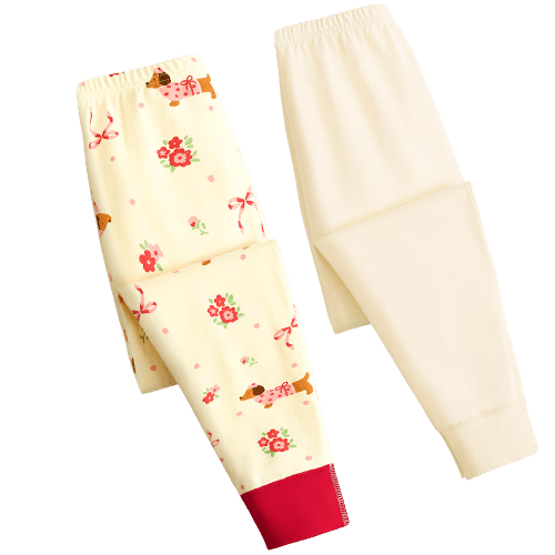 DEESHA Kids Thermal Leggings 2-Pack Girls Baby Autumn Winter Warm Cotton Pants Youth Pure Cotton Home Sleepwear