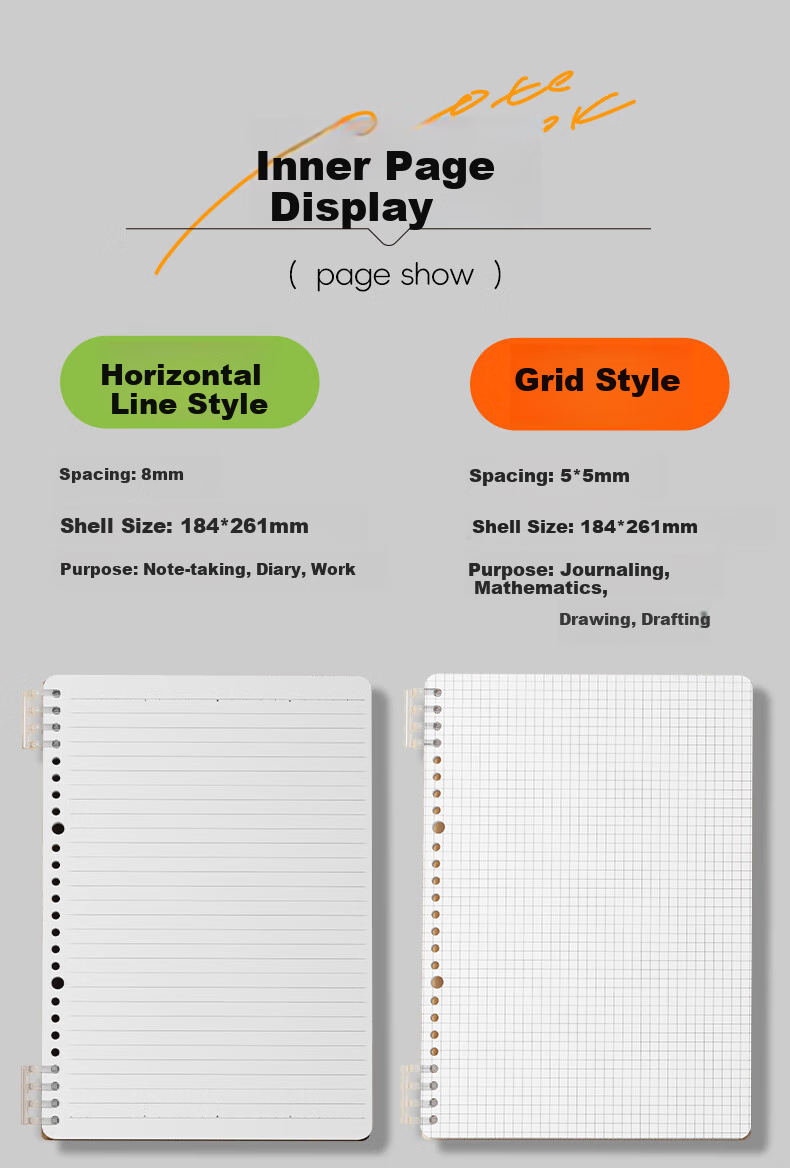 M&G Stationery A7 60-Sheet Spiral Pocket Notebook Portable PP Vertical Flip Loose-Leaf Grid Notebook XA7501G3 10