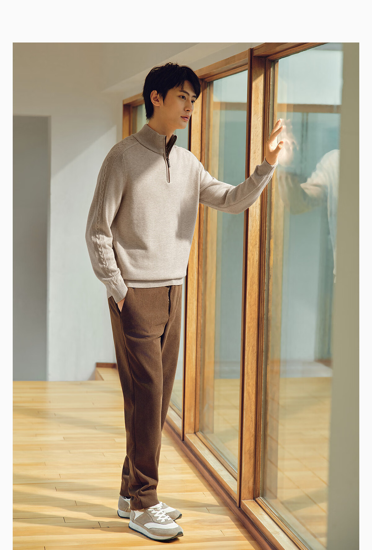 Hodo Heavyweight 100% Wool Men's Casual Half-Zip Thick Cable Knit Sweater 9
