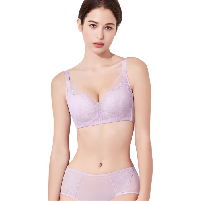 Ordifen 26 New Women's Underwear, Lightweight, Slimming, Perforated Cups, Breathable, Soft Wireless, Seamless, Low-Collar Bra Set XB4206