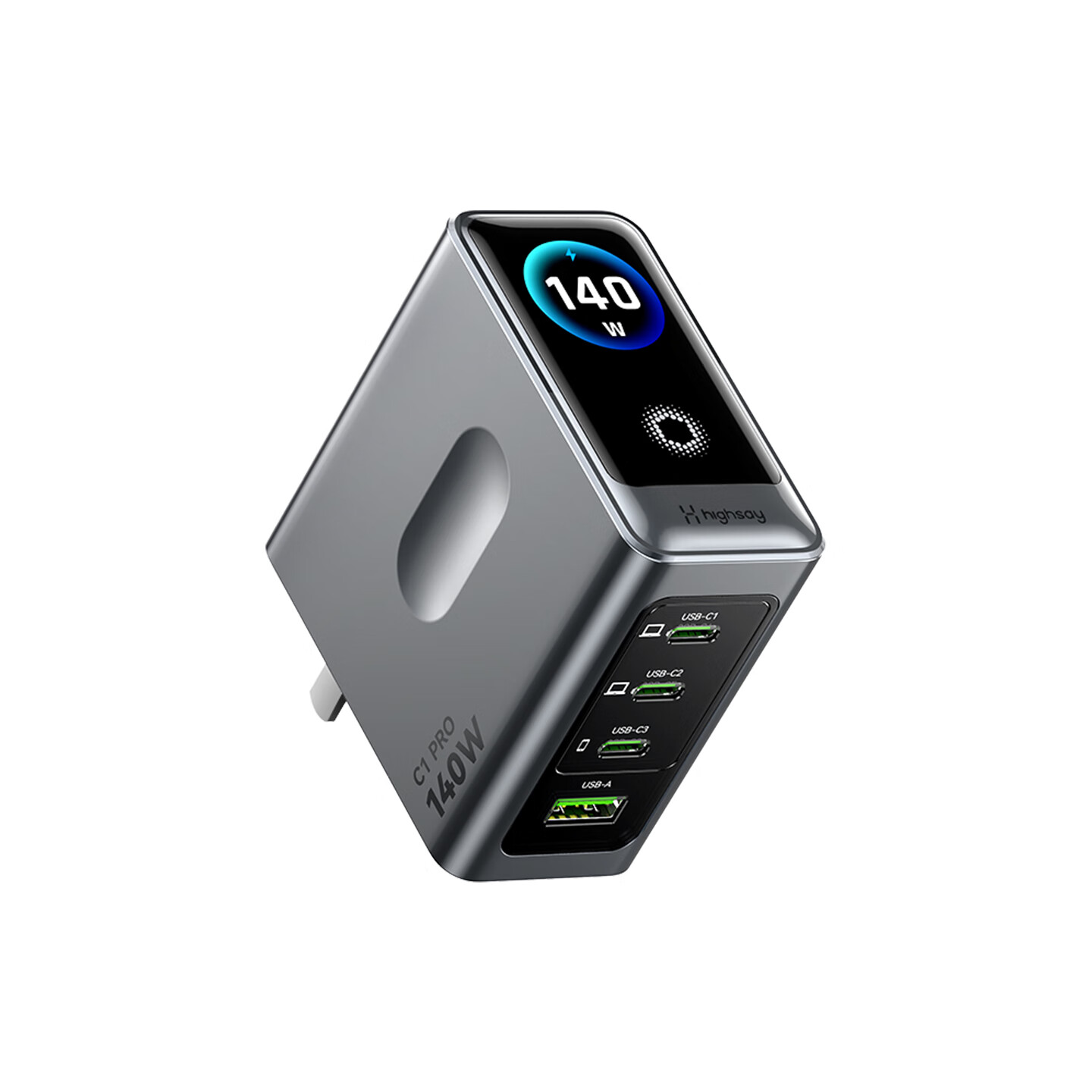 Highsay C1 Pro Smart Display 140W GaN Fast Charger for Apple iPhone 17 MacBook Laptop iPad