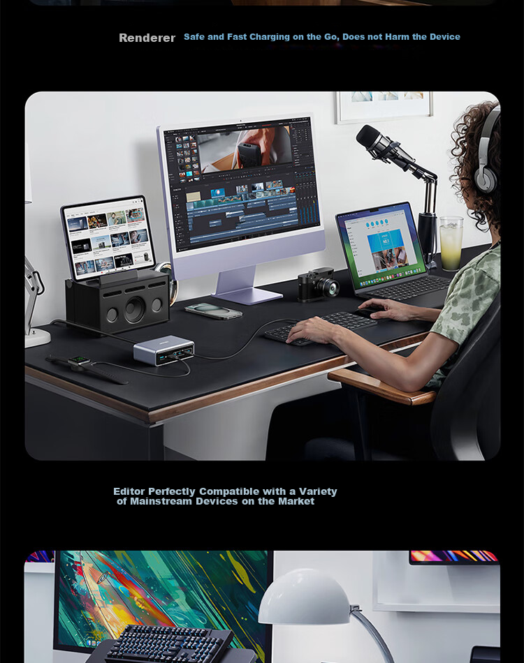 ANKE Prime200W Desktop Charging Station [Recommended by Tim from Storm Video], GaN Fast Charging Multi-Port Charger, Type-C 100W Socket Compatible with Apple 17/18 15