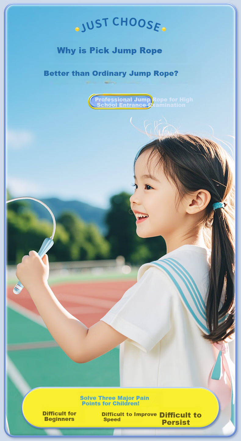 PEAK Jump Rope for Children, Specialized for Kindergarten And Primary School Students' Exams, Speed Competition, Segmented Jump Rope for Ages 6-12, Blue 5
