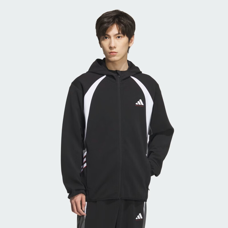 Adidas Men's Basketball Series PER HOODED JKT Knitted Jacket KC0330, Black, Size S 1