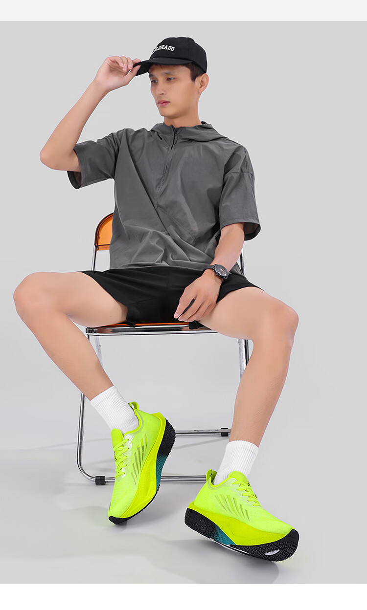 BKG Middle School Student Running Shoes Jifeng 5.0 Training Shoes Spring Autumn Popcorn Carbon Plate Shoes ZYQ25730 Fluorescent Green 36 25
