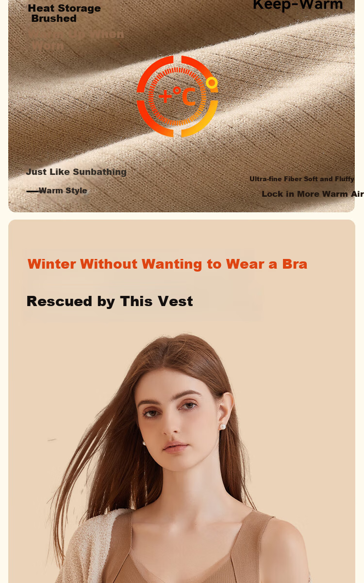 MiiOW Women's Thermal Underwear, Ladies' Wool And Silk Thermal Wear, Double-Sided Fleece, No Bra Needed, Warm Vest for Women, Suitable for Outdoor Wear 10